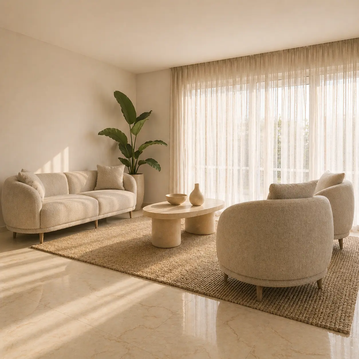 Sala serena bajo luz natural.